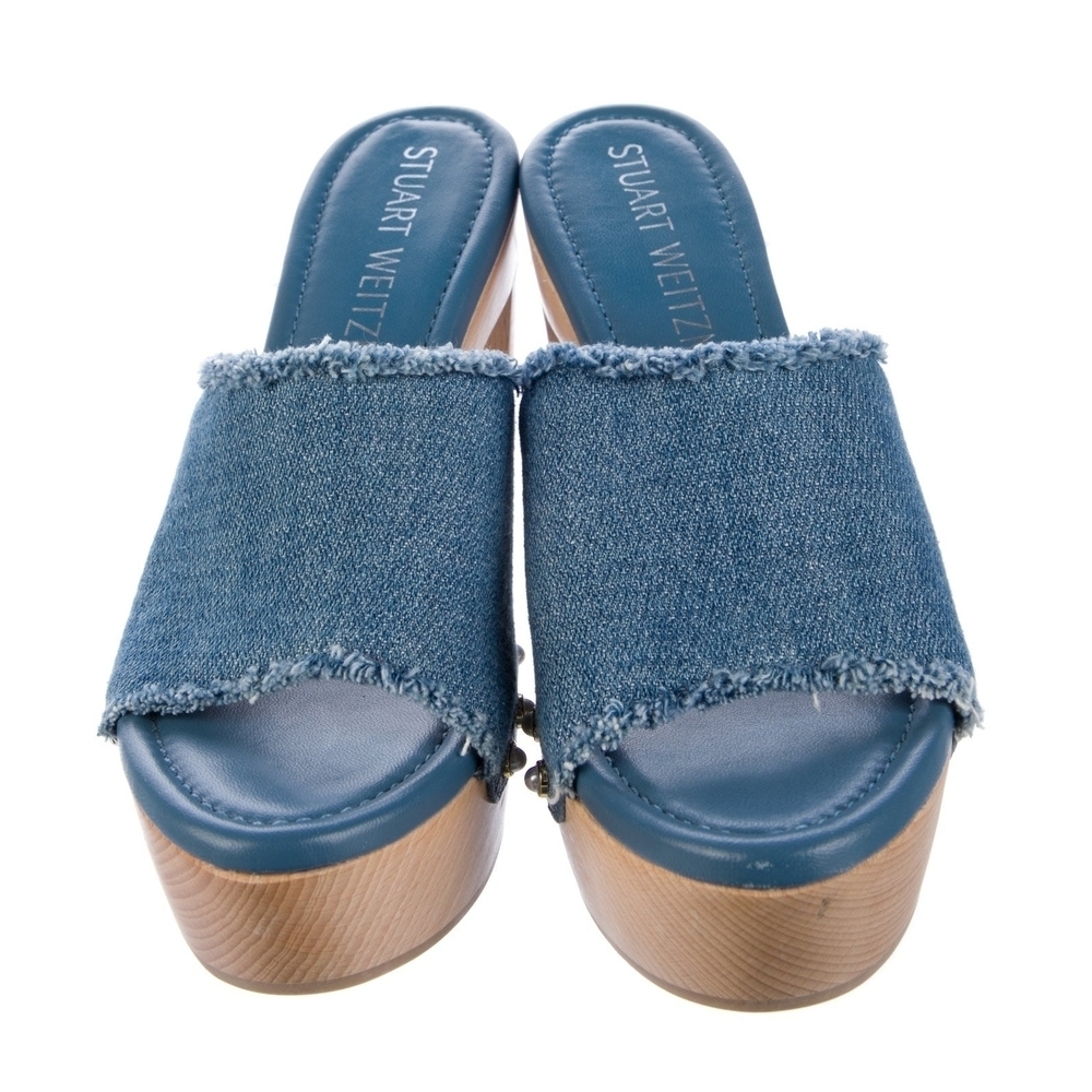 Stuart Weitzman Denim Studded Clogs - Picture 5 of 7